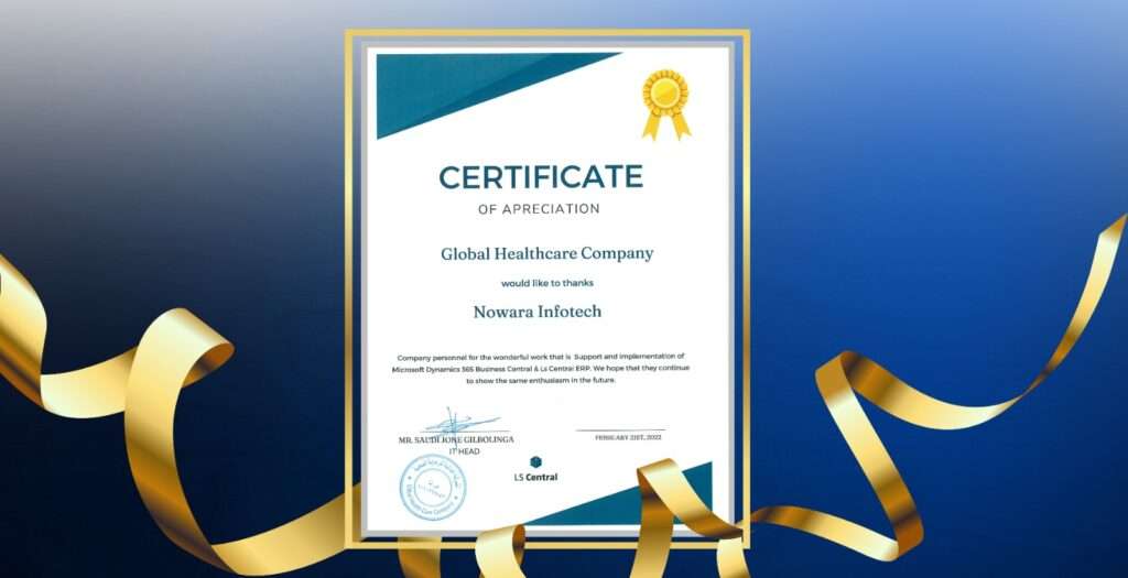 Global Healthcare Company certificate